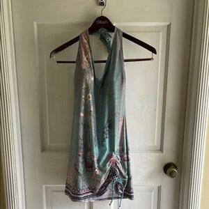 Floral swim cover up in blue and Pink
